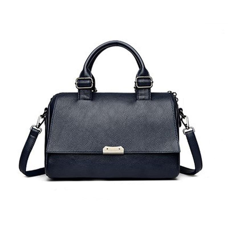 Handtasche aus Leder für Damen im Vintage-Stil Boston Bag mit verstellbarem Riemen Damen Schulter-Crossbody-Tasche einfarbig