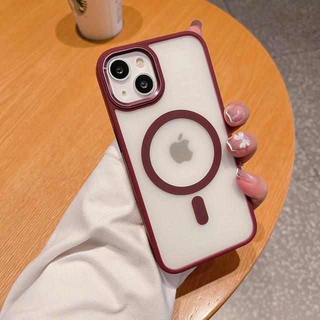 Matte Magsafe Wireless Charging Phone Case For Iphone 14 13 12 11 Pro Max Acrylic Back Silicone Frame Metal Camera Side Keys