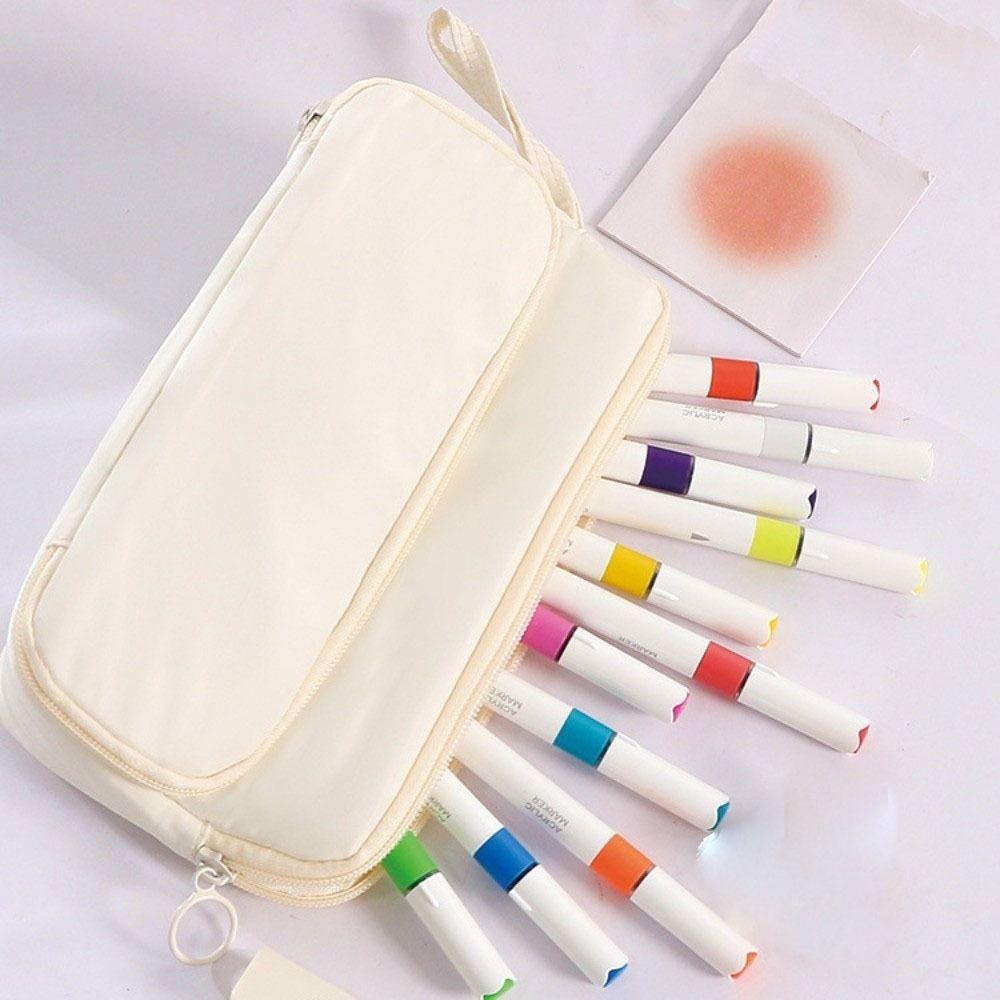 Zipper Ladder Pencil Case Double-layer Stationery Bag Organizer Supplies Kawaii Pencil Bag  Kids