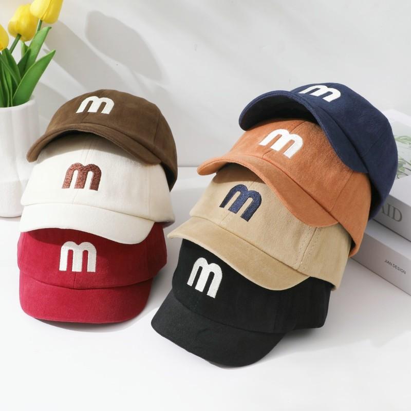 Letter M Baby Baseball Cap Infant Embroidery Peaked Hat Kids Solid Color Duck Tongue Caps 1-3year Boys Girls Short Brim Visors