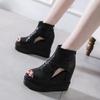 Fashion 2025 New Summer Fashion Platform Wedge Sandals Women 12CM High Heel Sexy Fish Mouth Waterproof Platform Elevation Cool Boots