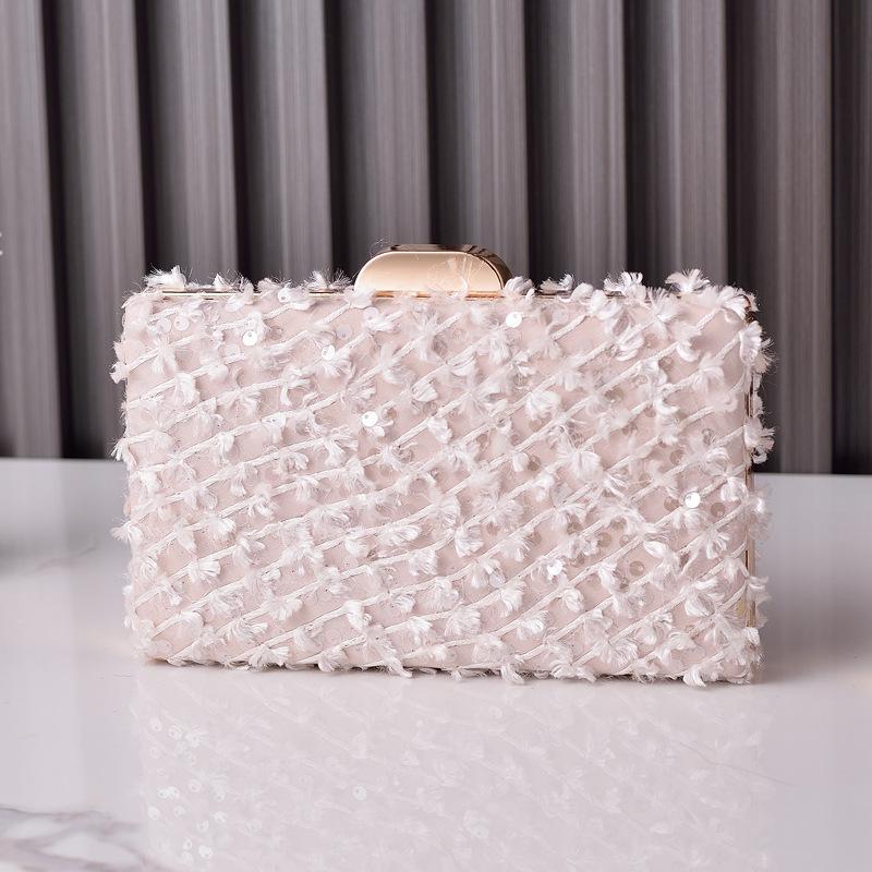 Sequin Women's Shoulder Bag with Chains Blue Elegant Designer Luxury Bag Wedding Clutch Square Brand Purse and Handbag Lattices