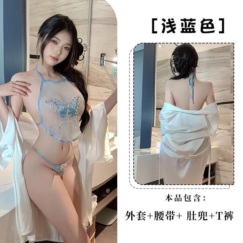 Sex underwear women's belly pocket pure desire temptation uniform bathrobe set qqnyD034