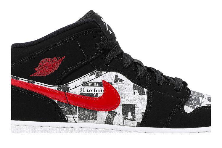 Kids' Sneakers Nike Jordan 1 Mid Newspaper Air Times (GS) Black/Gym Red-White