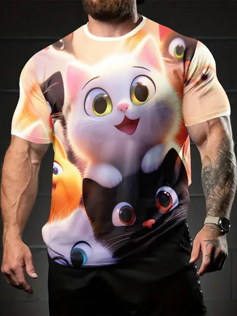 Men s Cartoon Cat T-Shirt S