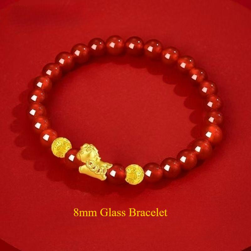8mm/10mm Red Agate & Colored Glaze Bracelet, Horse Zodiac Design, New Chinese Style Women Jewelry, Travel Souvenir