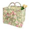Vintage Floral Foldable Laundry Basket Large Capacity Fabric Storage Bin Handles