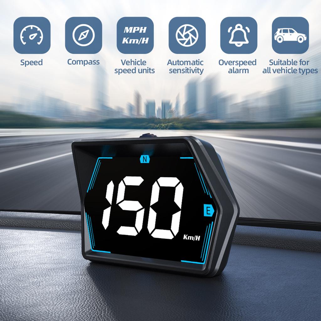 Head-Up-Display, GPS-Tachometer Universelles Auto-Head-up-Display 3 Zoll MPH Geschwindigkeitsmesser mit Kompass Geschwindigkeitsüberschreitungsalarm für