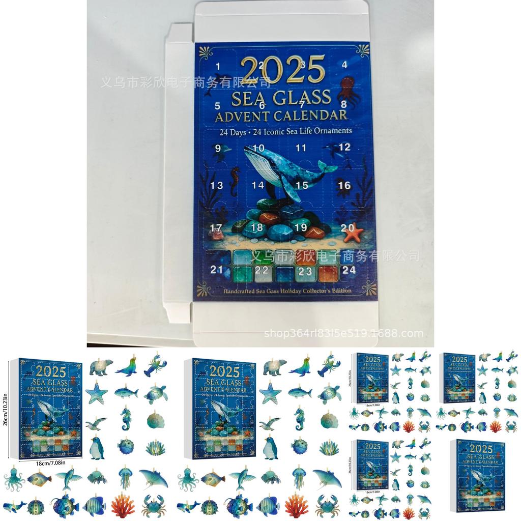 Marine Life Christmas Advent Calendar With Acrylic Figures For Festive Gift Giving