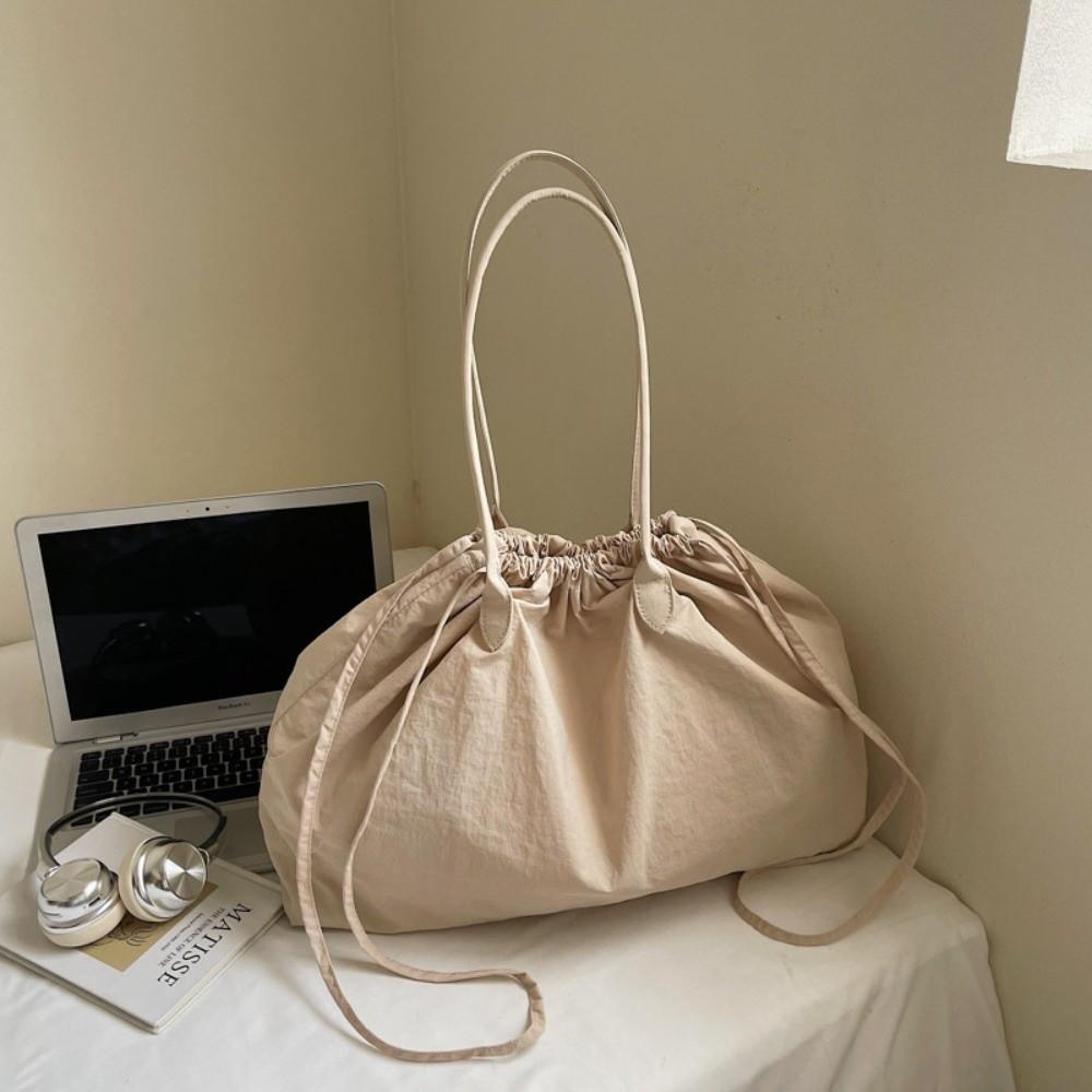 Versatile Overlarge Drawsting Bag Large Capacity Women's Handbag Simple Nylon Totes Bag  Girls