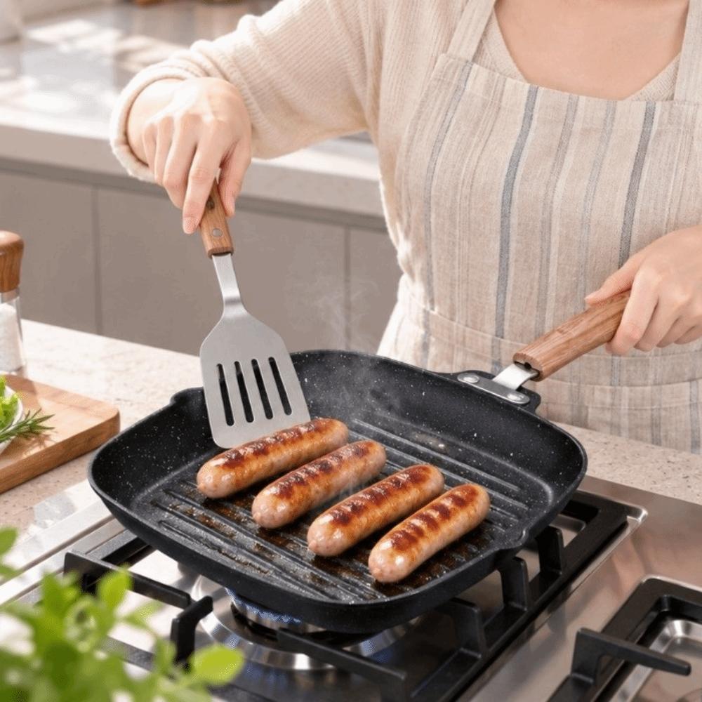 Nonstick Steak Skillet Anti-scalding Handle Grill Pan Universal Frying Pan  Bacon