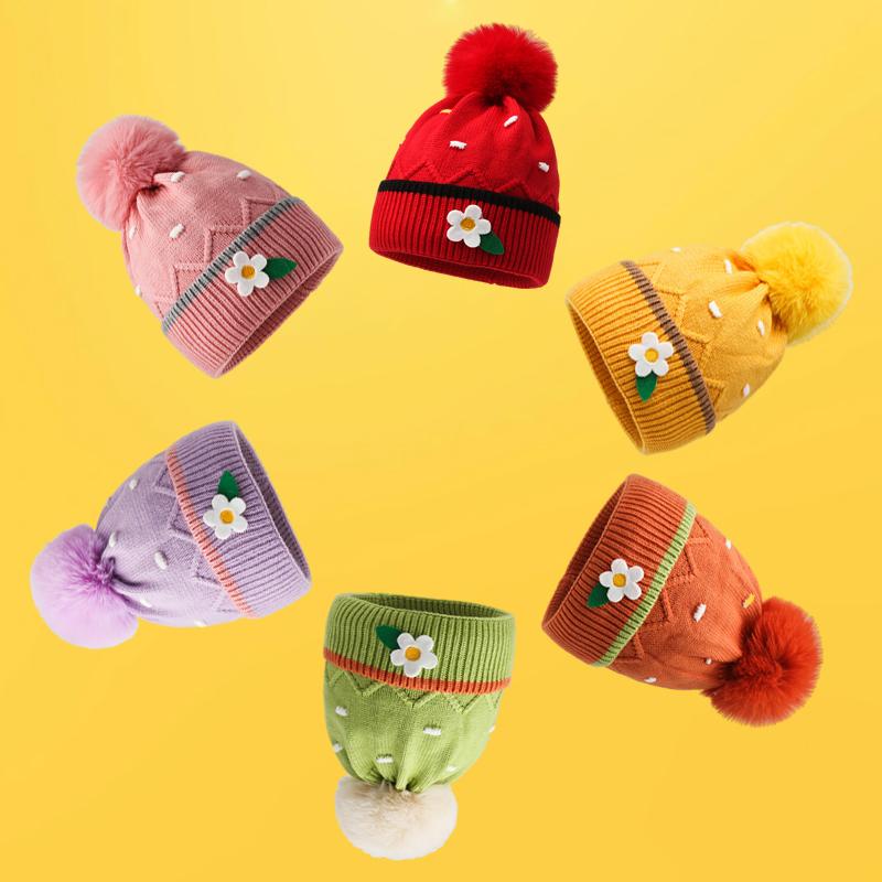 Fashion Autumn Custom Unisex Warm Kids Knitted Windproof Winter Children Beanie Hats