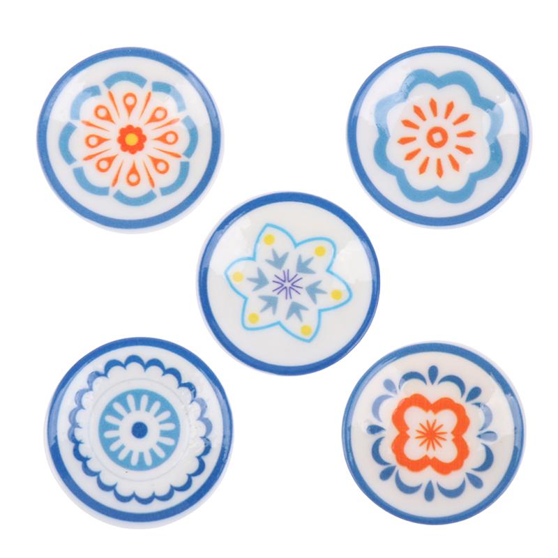 5Pcs 1:12 Dollhouse Simulation Blue White Porcelain Plates Dollhouse Kitchen Decoration Dolls House Accessories Pretend Play Toy