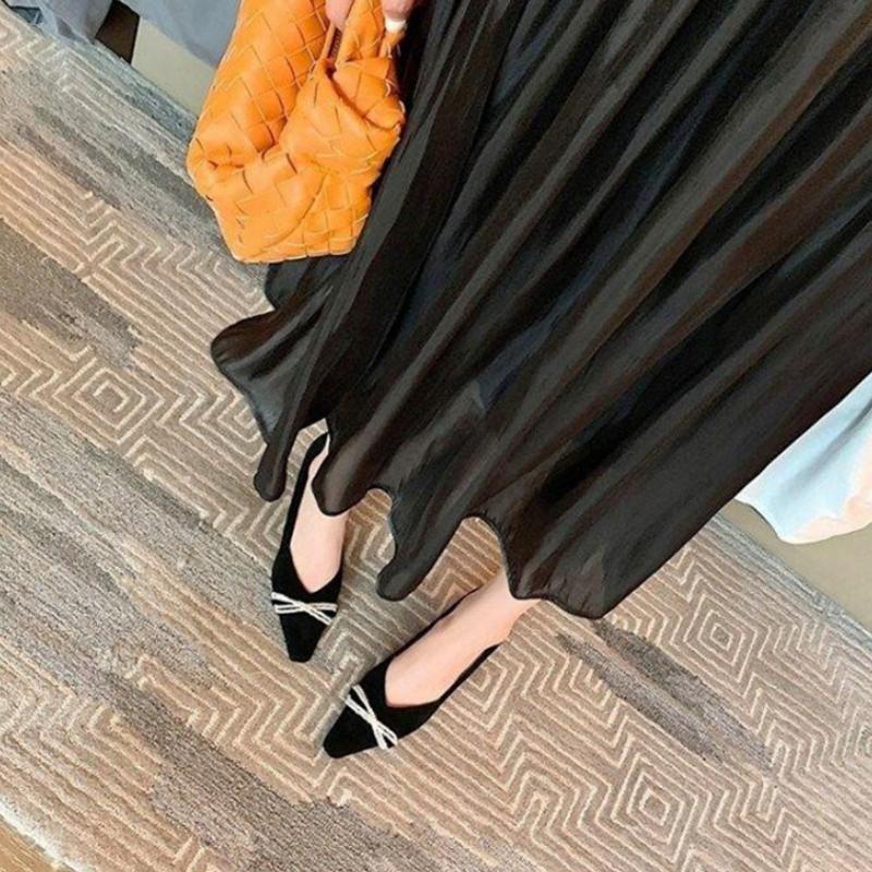 Fashion Bow Pearl Party Shoes Women Spring Slip -On Spike Heels Pumps Woman Pointed Toe String Bead High Heels Shoes
