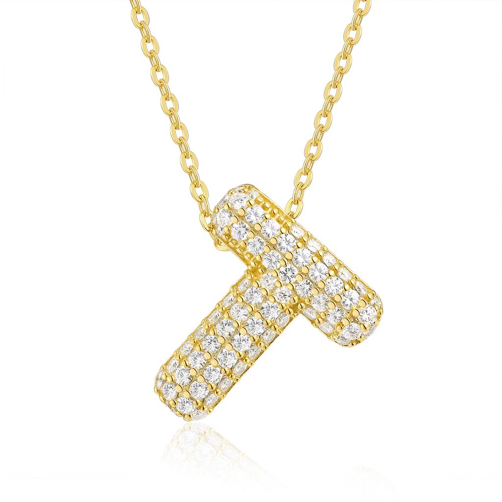 Letter Pendant Necklace 925 Silver Plated 18K Gold Collarbone Chain Fashionable Versatile Moissanite Chain