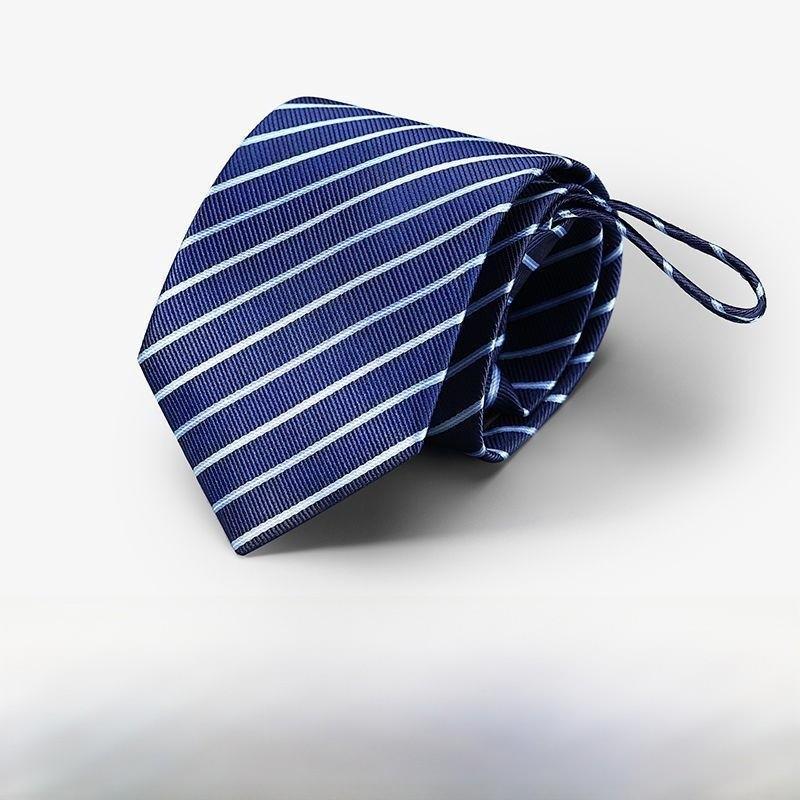 Polyester Striped Tie For Men Business Formal Wear With Zipper Closure For Office And Wedding