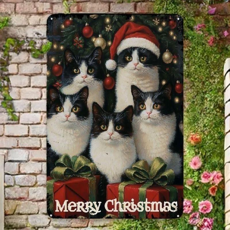 Vintage Merry Christmas Metal Sign, Retro Holiday Wall Decor 20x30cm