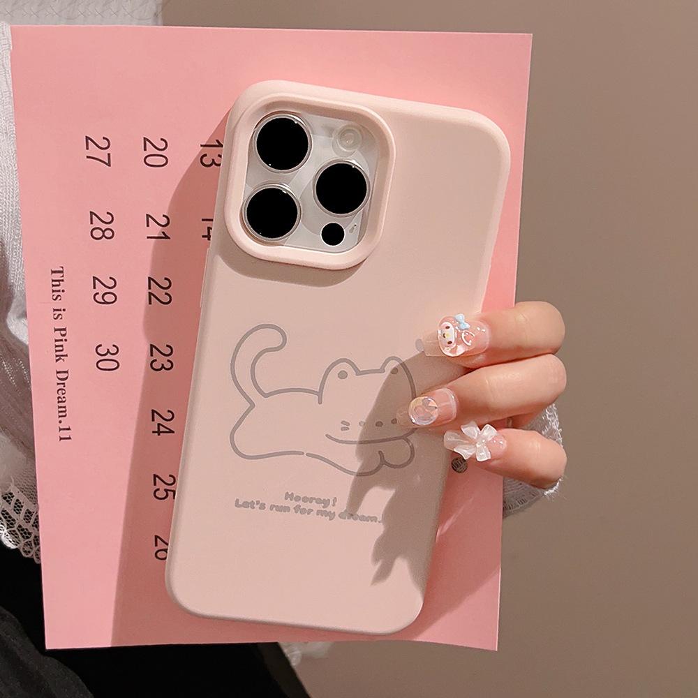 Simple Ins Cat Puppy Suitable for Iphone14pro Max Mobile Phone Case Soft Glutinous Cartoon 15 Apple 16 Silicone