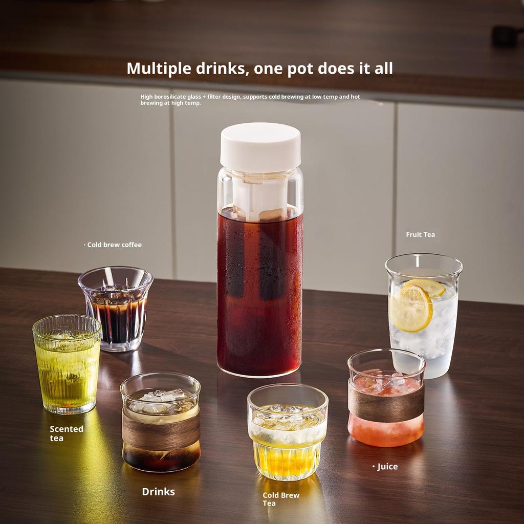 Gianxi Glass Cold Brew Coffee Mug Portable Travel Cold Brew Bottle Glass Cold Brew Cup American Summer Cold Brew Cup Glass Cup