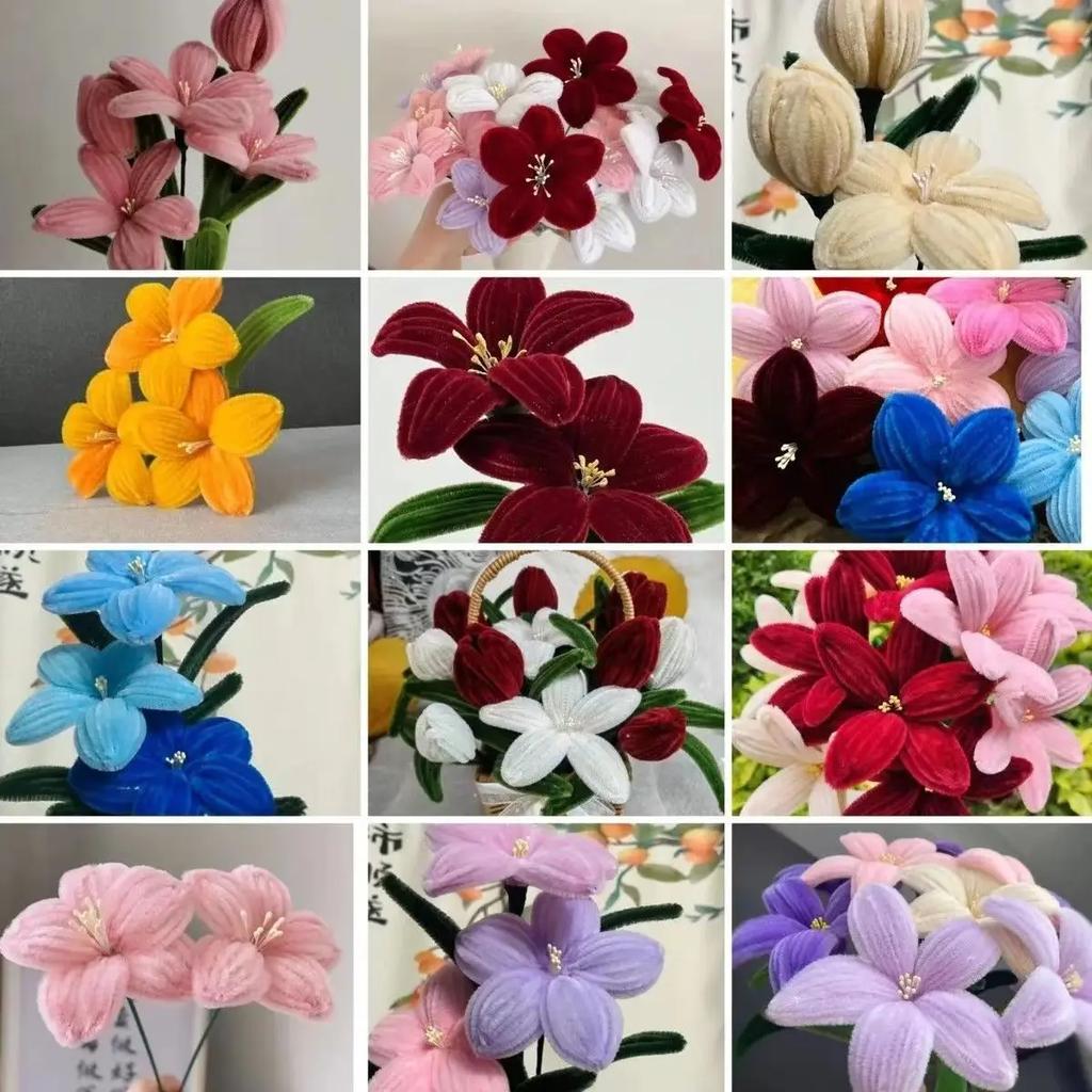 Chenille Stem Tulip Bouquet Kit, DIY Pipe Cleaner Flowers Craft, Creative Gift for Mom Wife Girlfriend