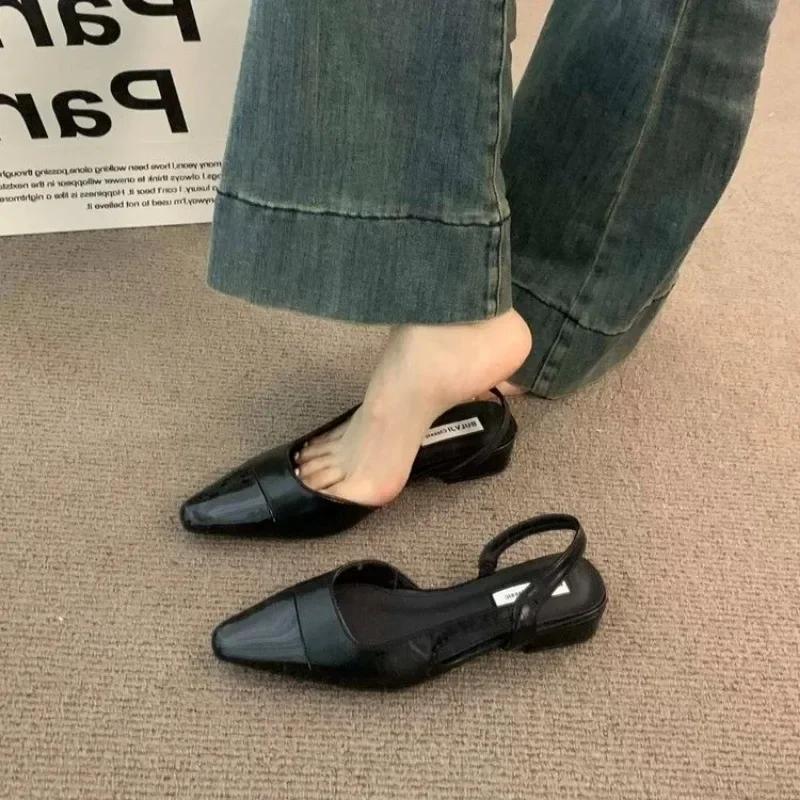 Low Heel Toe Sandals for Women's New Summer French Pointed Low Order Shoes, Fashionable and Gentle Style Sandals