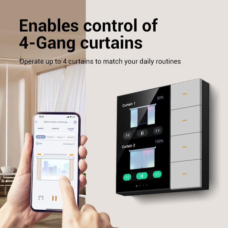 Tuya ZigBee 3.5 Touchscreen Dimmer & Curtain Switch Gray
