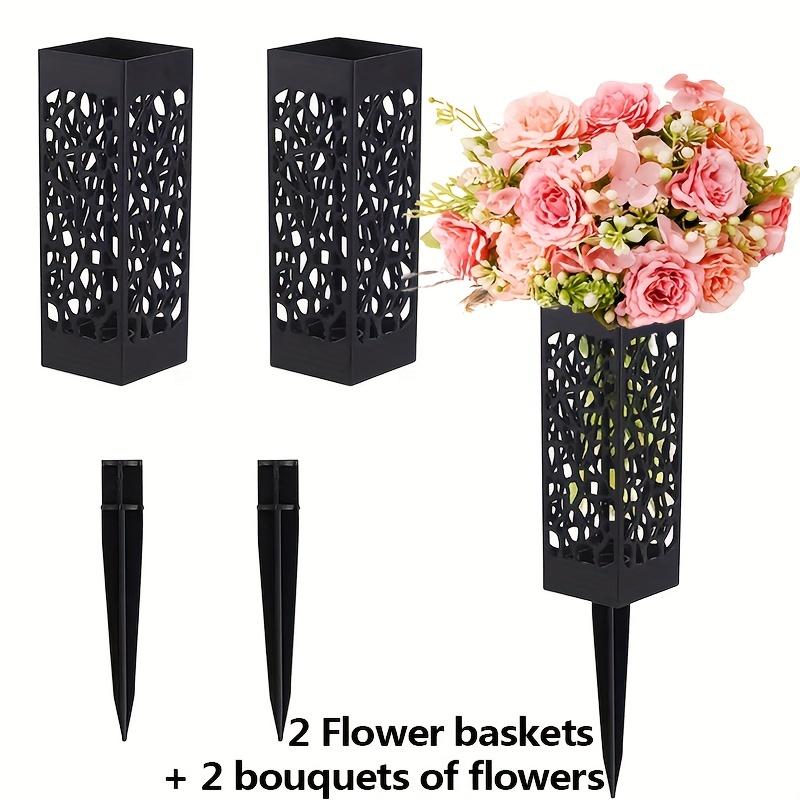 2 Blumensträuße aus künstlichen Friedhofsblumen und 2 Blumenkörbe für den Friedhof, 30 Köpfe gemischte künstliche Pfingstrosen und Hortensien.