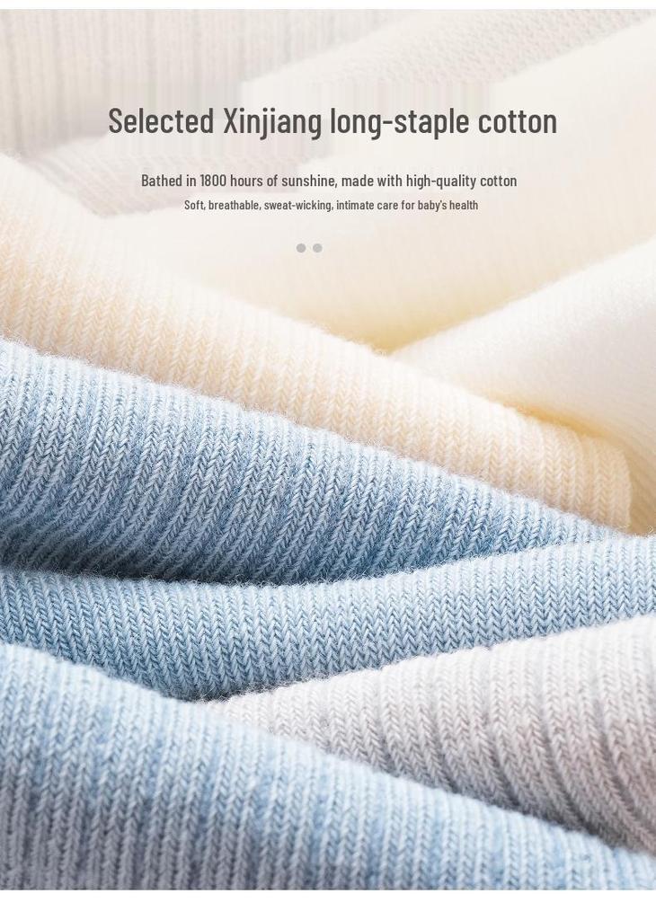 Five-Pair Pack Kids' Combed Cotton Mid-Calf Socks - Antibacterial, Seamless, Breathable, Solid Colors