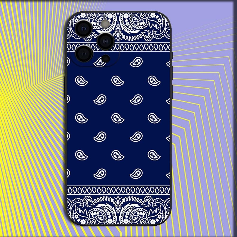 Bandana Pattern Phone Case For iPhone 16,15,14,13,12,11,Pro,X,XS,Max,XR,Plus,Mini Soft Black Cover