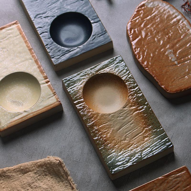 Japanese Minimalist Ceramic Plate for Sushi and Dumplings - Exquisite Underglaze Design