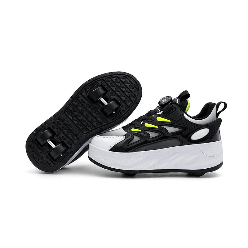 

Нове дитяче спортивне взуття для ходьби Шкіряні роликові ковзани для дівчаток хлопчиків невидимі ковзани на чотирьох колесах для студентів 30