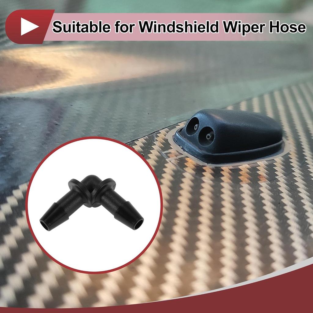 Vacuum Tubing Connector 4.8mm L-Shaped Elbow Black PP 2 Pcs