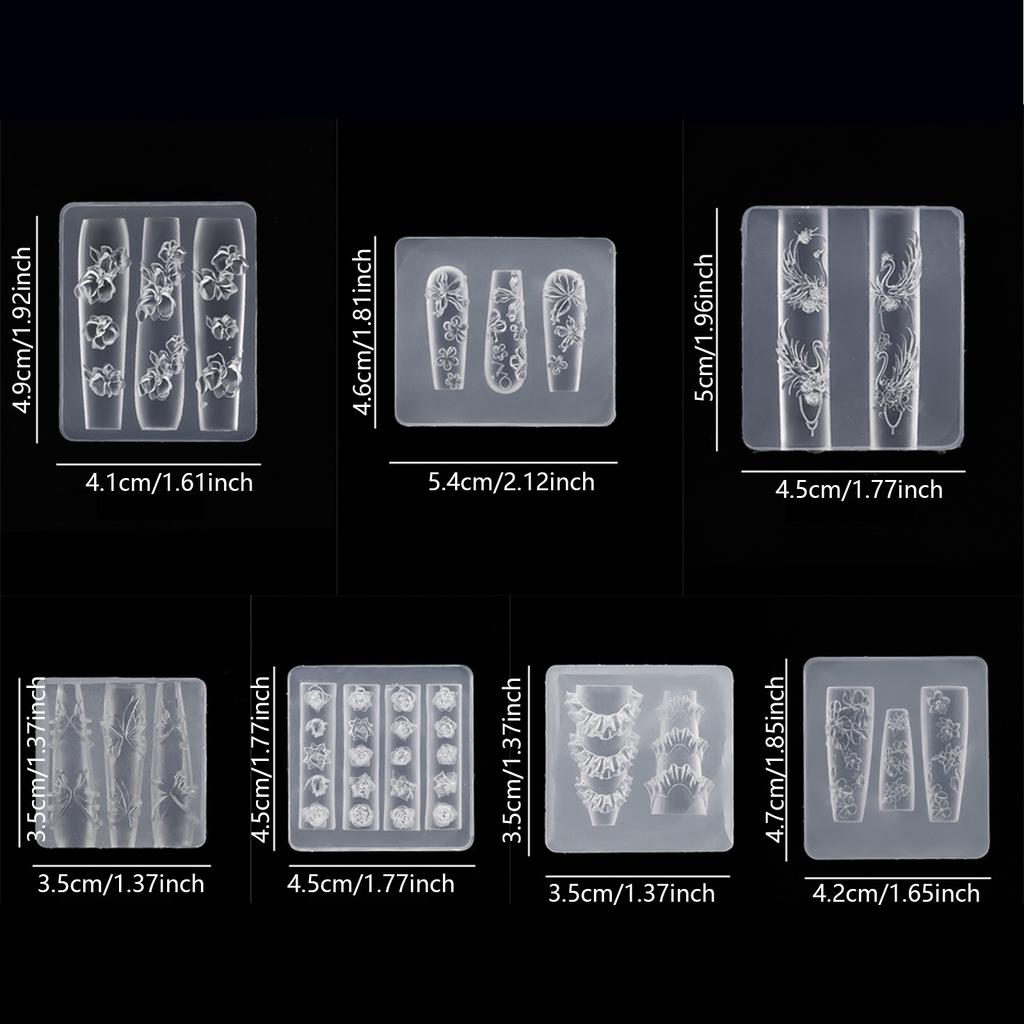 Floral 3D Nail Art Silicone Mold for Stylish and Intricate Designs Professional Nail Mold Nail Accesory for Manicurists