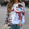 Women's Casual Christmas Print Neck Raglan Long Sleeve Pullover Sweatshirt