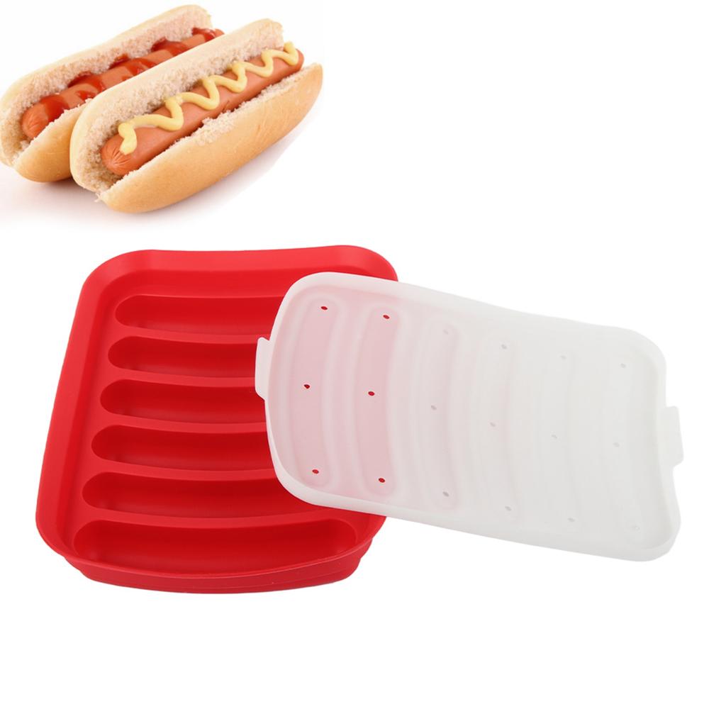 3PCS Sausage Hot Dogs Silicone Mold DIY Ham Making Mould Baby Food Supplement Baking ToolsRed