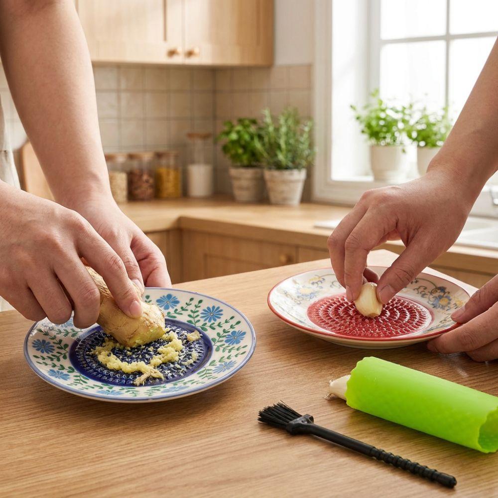 Textured Raised Ceramic Garlic Grater Manual Fruit Vegetable Puree Grinder Tomato Grating