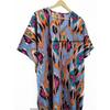 Indisches Grau Lang Ikat Print Baumwolle Hippie Maxi Damen Nachtwäsche Kaftan Kleid CKFTN-SCRN-FULL-BUYIT-076
