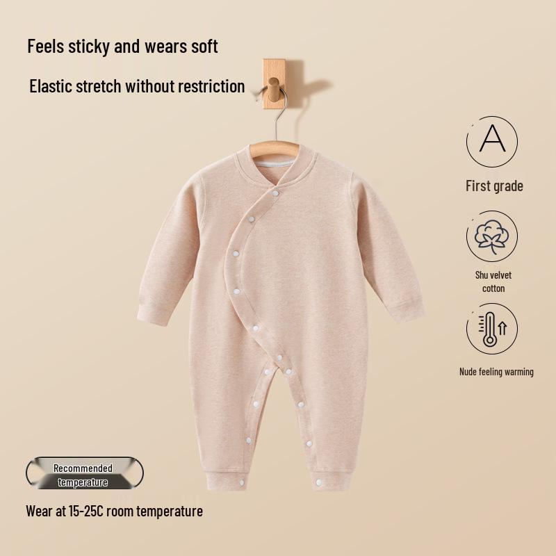 Infant Pure Cotton Velvet Onesie - Warm Autumn/Spring Pajamas for Boys & Girls