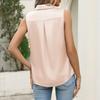 Women's Fashionable Lapel Button Satin Shirt Sleeveless Vest Top