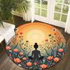 Yoga meditation flower Flannel-printed round floor mats are slip-resistant Suitable living room bedroom terrace garden carpets