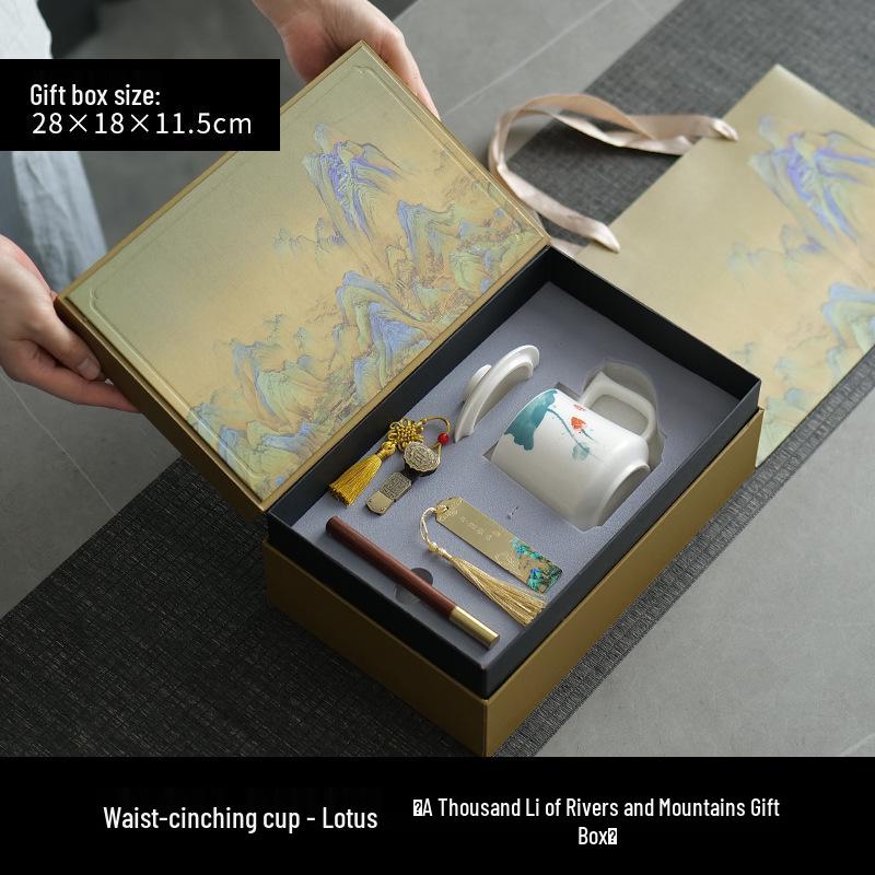 Jade Conference Sheep Fat Porcelain Tea Cup with Lid – White Ceramic Mug for Home and Office, Ideal Gift