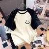 Girls' Cotton Raglan Short Sleeve T-shirt - Summer Loose Casual Print Top