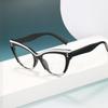 Fashion Rivet Anti-blue Light Cat Eye Reading Presbyopia Glasses Women Oversized FULL Frame Trendy Far Sight Eyeglasses