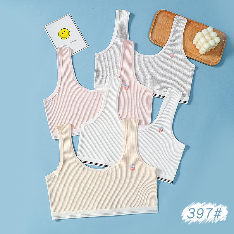 Girls' Thin Cotton Training Bra for Elementary Students - Sports, Anti-Nipple Show, Early Development, Single Layer