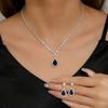 Silver Pink Teardrop Zircon Jewelry Set Necklace Drop Earrings For Women Wedding Gift