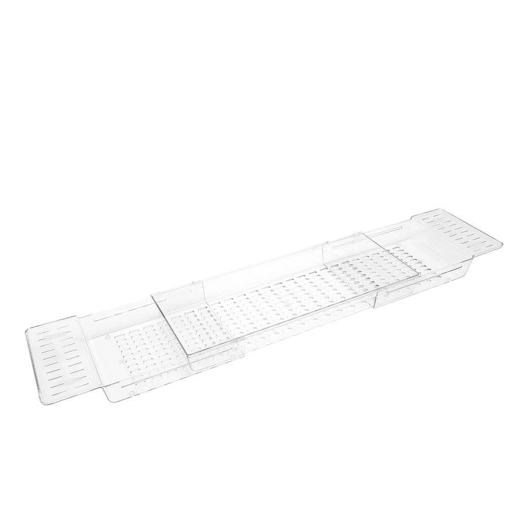 Clear Expandable Bathtub Tray PET   Water Resistant Bath Tub Tray Table for Bathroom