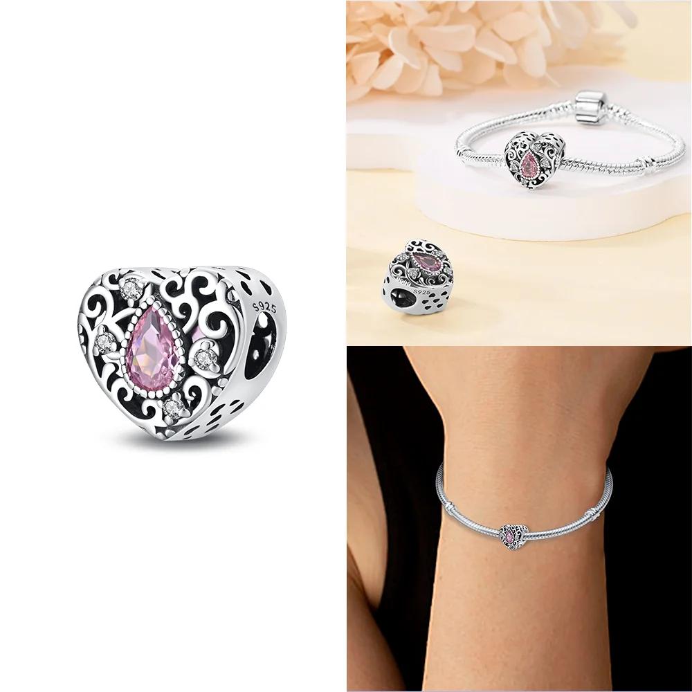 Heart Zircon Charms Original Classic Copper Plated Lotus Angel Beads Fitbracelets Women Diy Jewelry Fine Gifts Jewelry