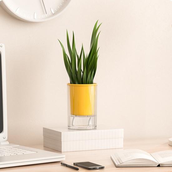 Selbstbewässerungstopf mit Abzugsloch Indoor Outdoor Hydrokulturpflanzentopf Tiefer Sichtbarer Vorratsbehälter Blumenpflanzgefäß mit Dochtseil