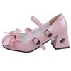 Fashion Mary Jane Lolita Shoes Women Y2K Patent Leather Low Heels Pumps Women Silk Bow Tie Ankle Straps Party Shoes Zapatos De Mujer