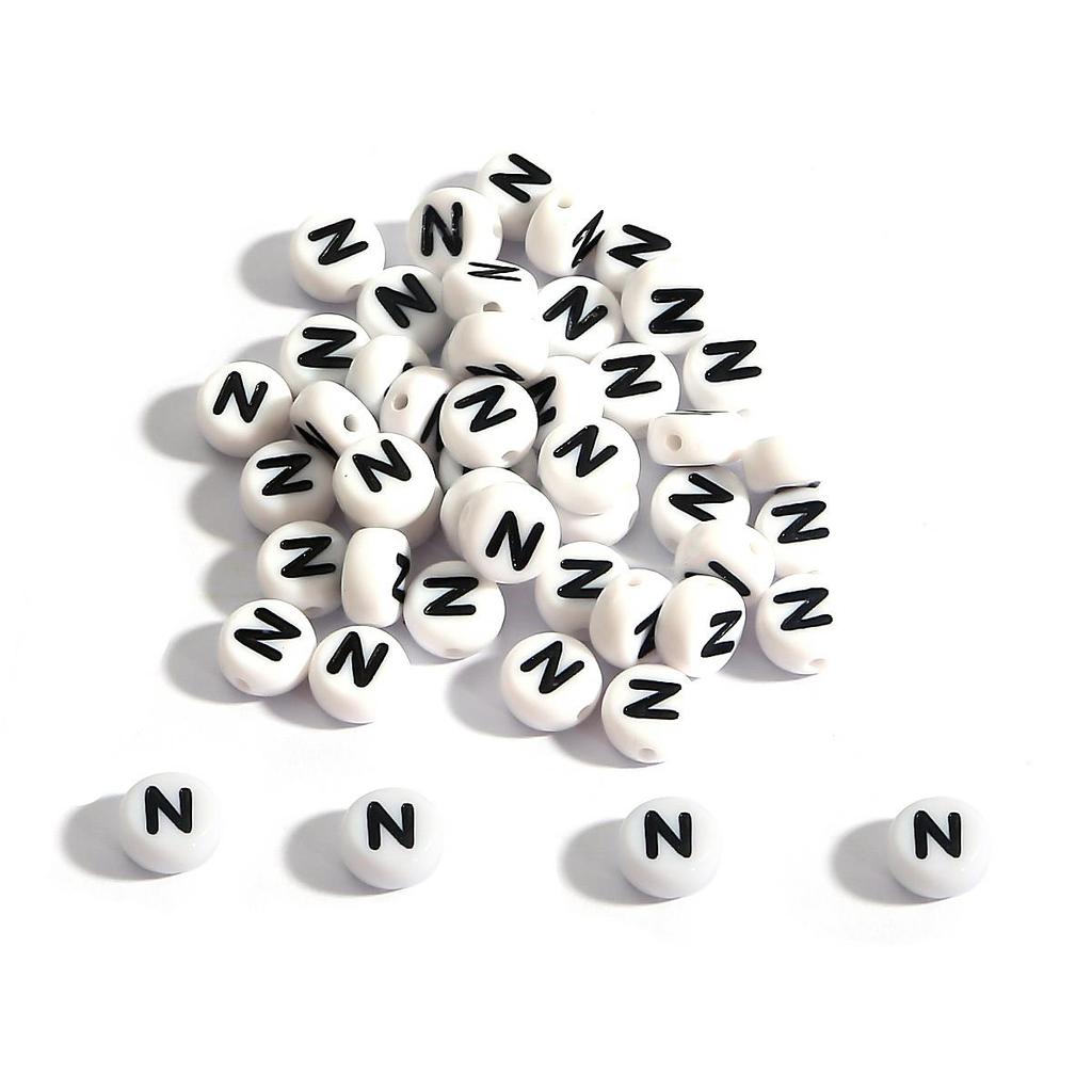 100Pcs Acrylic Letter Round Flat Beads DIY Jewelry Making Accessories